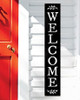 Outdoor Welcome Sign for Porch - Black with White Writing - Vertical Porch Board 8x47