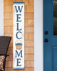 Outdoor Welcome Sign for Porch - White and Blue with Basket of Blueberries - Vertical Porch Board 8x47
