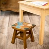 Colorful Painted Hummingbird Step Stool Hand Carved Solid Acacia Sturdy Wood Stool For Children or Adults 10x10.5x10