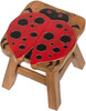 Red Painted Lucky Ladybug Step Stool Hand Carved Solid Acacia Sturdy Wood Stool For Children or Adults 10x10.5x10