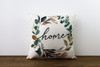 Home with Magnolia Wreath Square Pillow