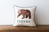 Watercolor Brown Bear With Personalized Name Square Pillow