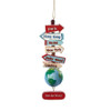 Resin World City Signs With Globe "See The World" Travel Ornament