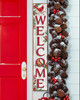 Outdoor Sign - Welcome - Christmas Cardinals - Vertical Porch Sign 8x47