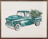 Vintage Blue Truck with Pine Tree - Wood Framed Sign