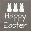 GRAY - Happy Easter with Bunny Silhouettes - Wood Sign 7x7