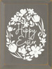 GRAY - Happy Easter with Floral Egg - Wooden Sign