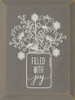 GRAY - Filled With Joy with Vase of Flowers - Wooden Sign