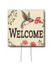 Welcome - Hummingbird - Standing Mini Lawn Sign 4X4