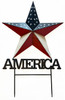 America with Stars and Stripes Star - Metal Lawn Art 38in.