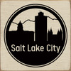 Salt Lake City with Skyline - Wood Sign 7x7