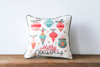 Merry Christmas with Retro Ornaments Square Pillow