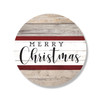 Merry Christmas with Stripes - Wood Round Sign