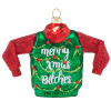 Merry Xmas Sassy Ugly Christmas Sweater Glass Ornament
