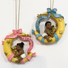 Baby's First Christmas with Black Baby on Moon and Stars Ornament 3in.