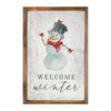 Welcome Winter with Snowman and Cardinals - Wood Framed Sign