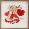 We Belong Together - Check This Answer - Will You Be My Valentine - Happy Valentine's Day - Adorable Blonde Girl in Vintage Style Dress Wood Framed Sign