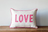 Love - Pink With Hearts On The Back - Rectangle Pillow