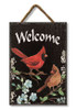 Welcome with Cardinals - Outdoor Hanging Sign 8x11in.