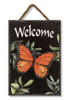 Welcome with Monarch Butterfly - Outdoor Hanging Sign 8x11in.