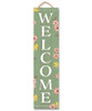 Welcome - Light Green with Pink and Yellow Flowers - Outdoor Standing Lawn Sign 6x24in.
