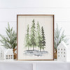 Watercolor Pine Trees - Wood Framed Art - Multiple Sizes