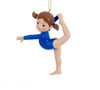 a brunette girl with sparkling blue eyes adorned in a vibrant blue leotard captured in a dynamic stretch pose