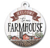 Welcome To Our Farmhouse with Classic Farm Scene - Large Wooden Door Hanging Sign For Front Door Or Porch 19x21in.