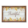 white background with brown Thankful with Autumn Leaves - Thanksgiving Decorative Wood Serving Tray 13x20in.
