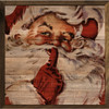 Santa Claus making the Shush Quiet Gesture on Wood Framed Sign