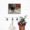 Cow with Cardinals in the Snow on Wood Framed Sign