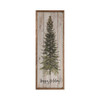 Happy Holidays with Tall Skinny Green Pine Tree on Wood Framed Sign