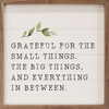 Grateful For The Small Things. The Big Things, And Everything In Between. Wood Framed Sign