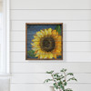 Sunflower with Denim Blue Background on Wood Framed Wall Sign