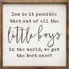 How is it possible that our of all the little boys in the world, we got the best ones? on Wood Framed Wall Sign