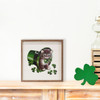 Adorable Kitten with green eyes and bow in Leprechaun Hat with Shamrocks - Irish St Patrick's Day Wood Framed Sign