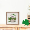 Cute Kitten in Basket of Shamrocks with green bow - Irish St Patrick's Day Wood Framed Sign