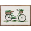 Green Classic Bicycle with Baskets of Shamrocks in watercolor style Wood Framed Sign