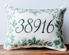 Personalized Zip Code with Green Leafy Border Pillow