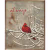 I Am With You Always. - Matthew 28:20 - Cardinal on Snowy Branch - Wood Framed Art by Bonnie Mohr