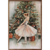 Beautiful ballet dancer posed in front of a Christmas tree on Wood Framed Sign