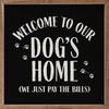 Welcome To Our Dog's Home (We Just Pay The Bills) Wood Framed Wall Sign