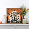 Hocus Pocus Halloween Witches Around A Cauldron on Wood Framed Sign