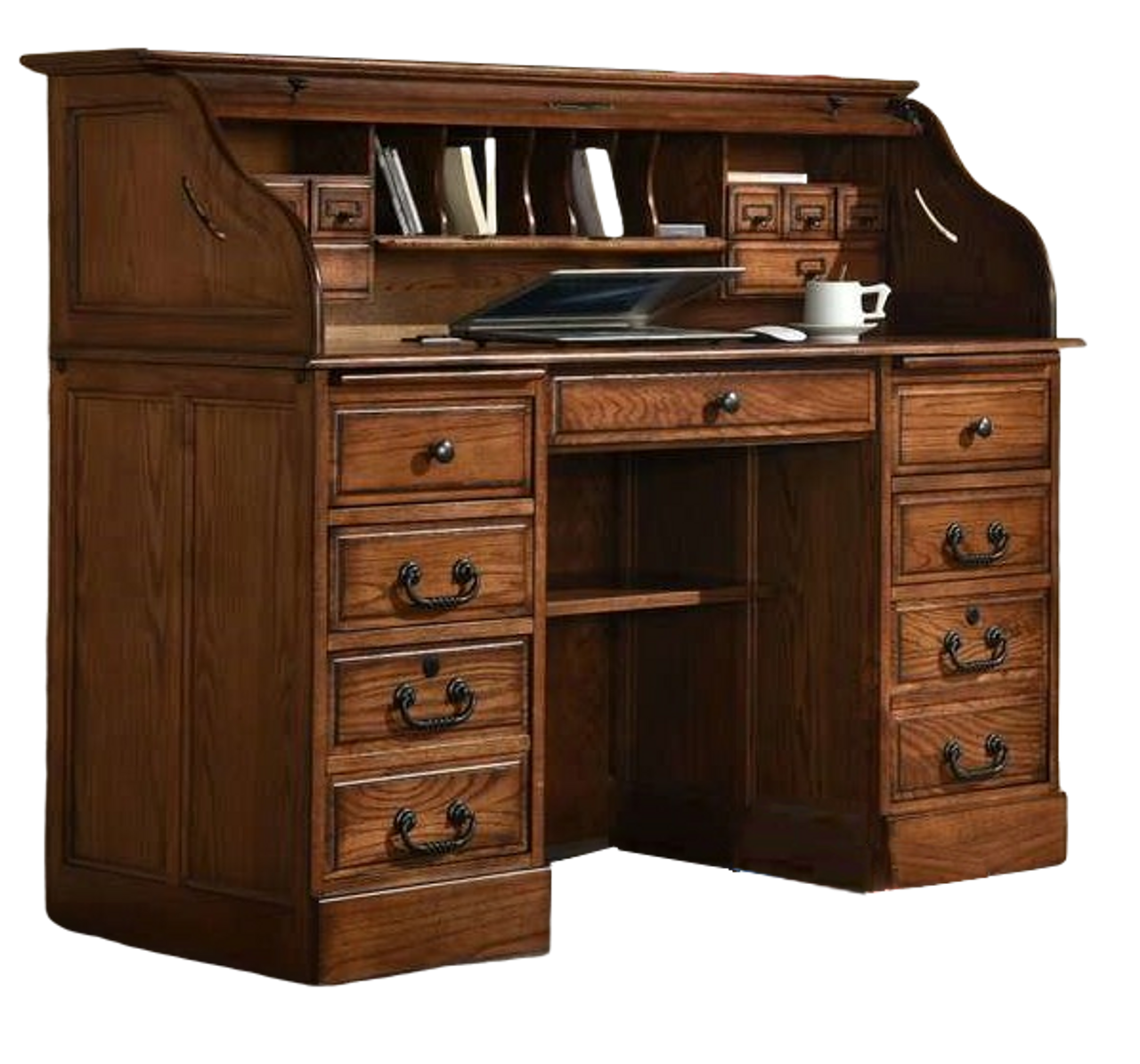 54 Oak Executive Rolltop Desk Antique Medium