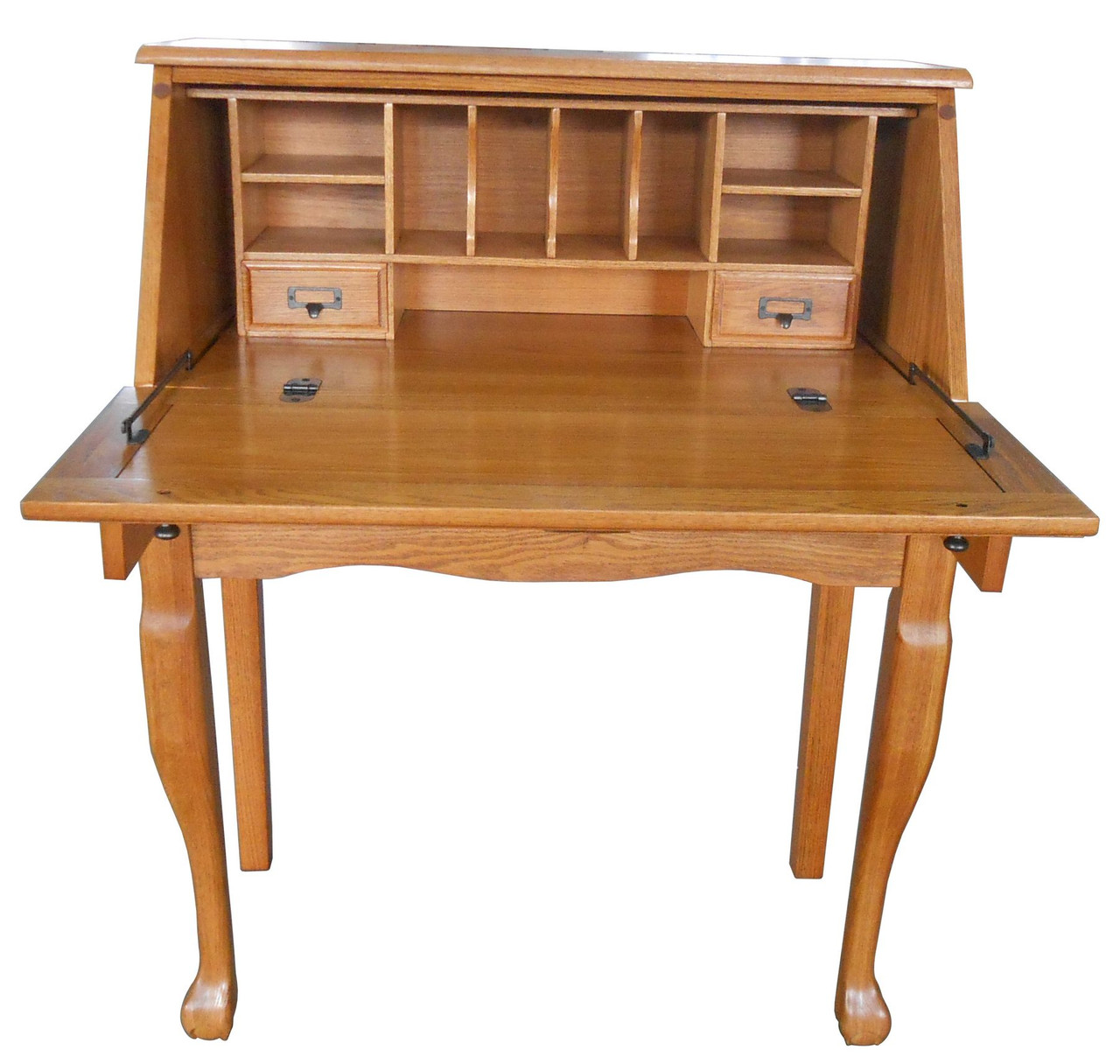 32" Oak Secretary Drop Down Desk Antique Harvest