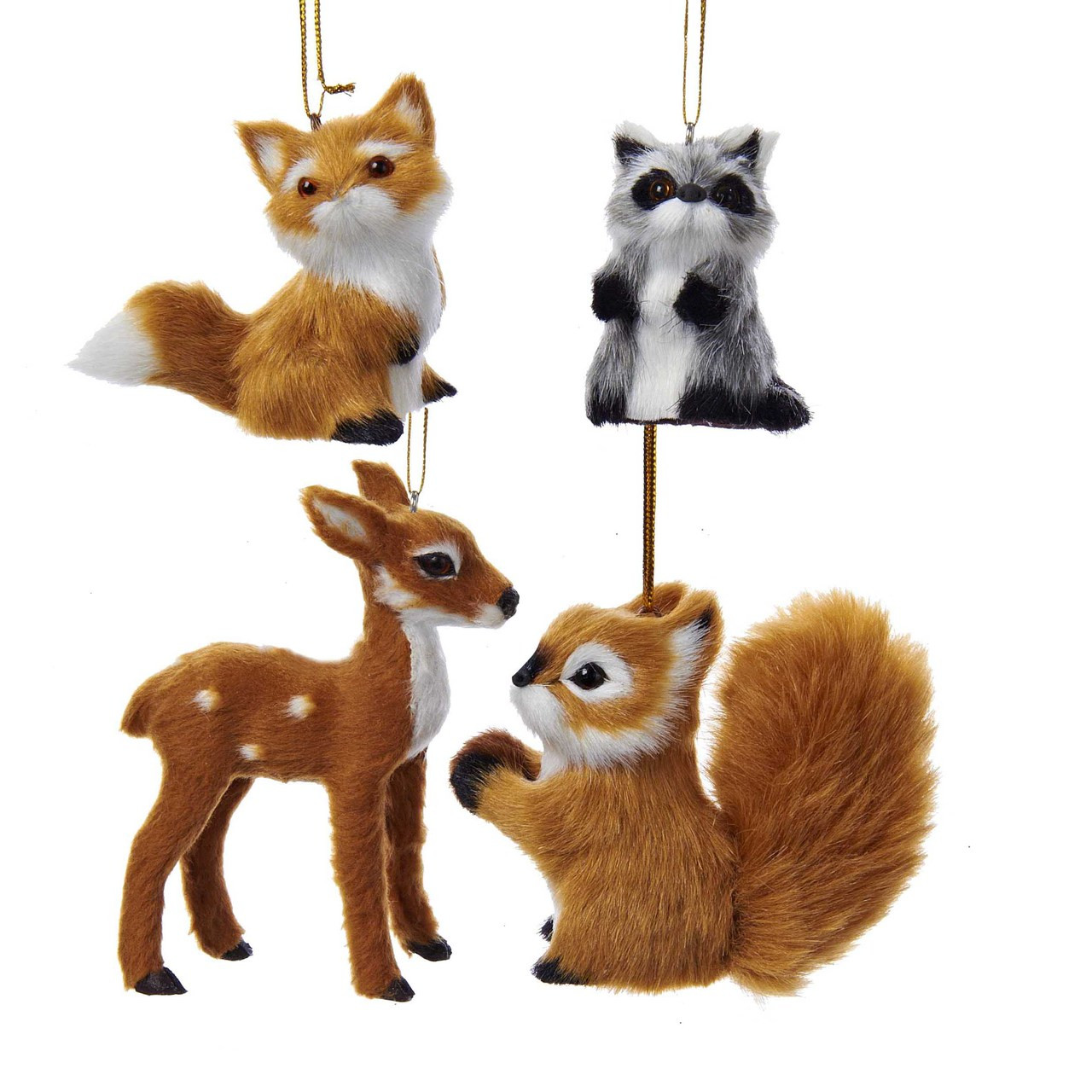 Plush Woodland Animals Ornament Squirrel Racoon Fox Deer Fawn Country Marketplace