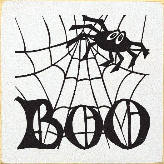 Boo Signs Halloween Decor – 3-Piece Wooden 'Boo' Table Decor With Spiderwebs