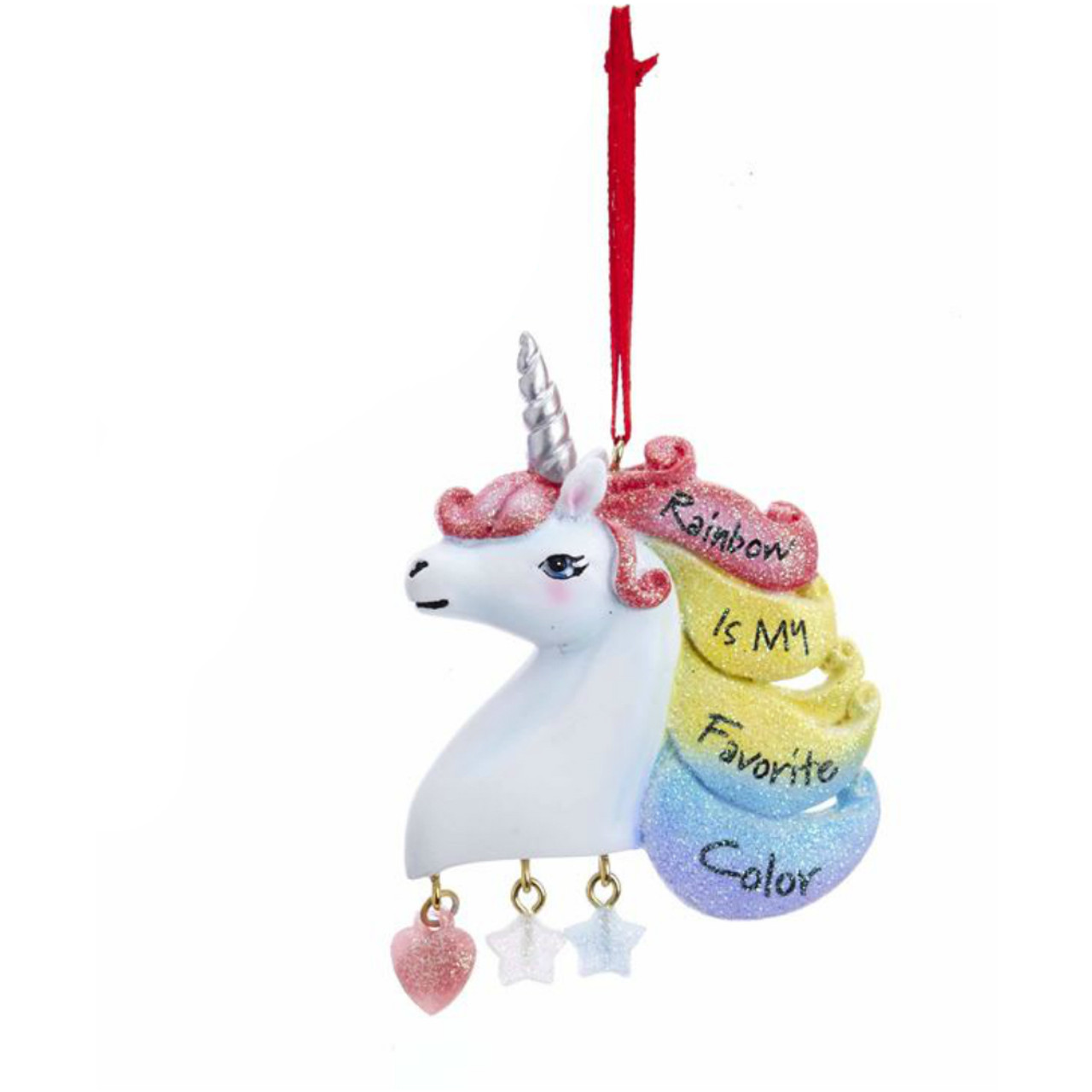 Rainbow Is My Favorite Color Unicorn With Heart and Star Dangles