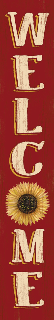 Outdoor Welcome Sign for Porch - Yellow Sunflower On Barn Red