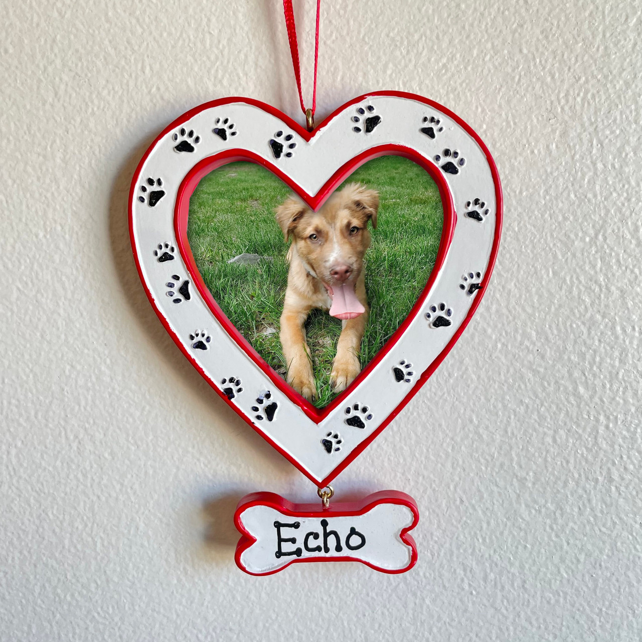 Heart Photo Frame With Dog Paws Ornament 4.25in. Country Marketplace